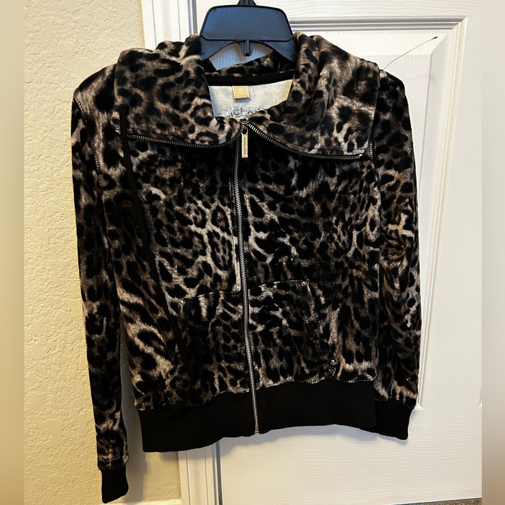51. Michael Kors velvet cheetah print zip up jacket